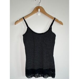 Energie Womens Y2K Cami Polka Dot Lace Black White